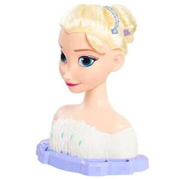 Disney Frozen Deluxe Elsa Styling Head, Blonde Hair, 18 Piece Pretend Play Set, Wear and Share Accessories, Officially Licensed Kids Toys for Ages 3 Up by Just Play
