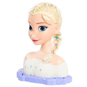 Disney Frozen Deluxe Elsa Styling Head, Blonde Hair, 18 Piece Pretend Play Set, Wear and Share Accessories, Officially Licensed Kids Toys for Ages 3 Up by Just Play