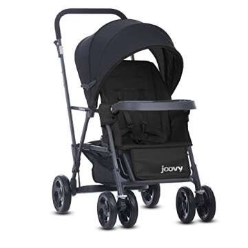 Joovy Caboose Sit and Stand Double Stroller with Rear Bench and Standing Platform, 3-Way Reclining S...