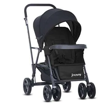 Joovy Caboose Sit and Stand Double Stroller with Rear Bench and Standing Platform, 3-Way Reclining S...