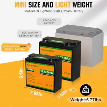 ECO-WORTHY 12V Lithium Battery, Rechargeable LiFePO4 Lithium Ion Phosphate Deep Cycle Battery Upgraded with BMS Protection for Trolling Motor, Marine, Kids Scooters, Power Wheels, RV