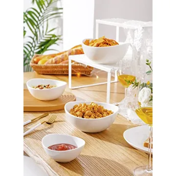 Sweese Porcelain Serving Bowls for Entertaining, 10-18-28-42 Ounce, Microwave & Dishwasher Safe, Large Serving Dishes, Prep Salad Bowls for Thanksgiving Christmas, White