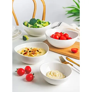 Sweese Porcelain Serving Bowls for Entertaining, 10-18-28-42 Ounce, Microwave & Dishwasher Safe, Large Serving Dishes, Prep Salad Bowls for Thanksgiving Christmas, White