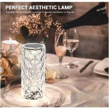 BGFHome Color Changing Crystal Table Lamp