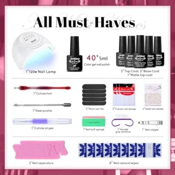 JEWHITENY Gel Nail Polish Kit - 40 Colors with UV Lamp