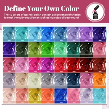 JEWHITENY Gel Nail Polish Kit - 40 Colors with UV Lamp