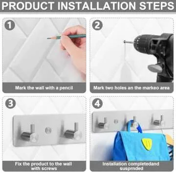 Yundoza Coat Rack Wall Mount for Towels and Coats