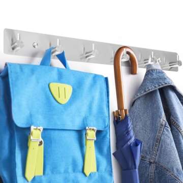 Yundoza Coat Rack Wall Mount,Coat Hooks Hanging for Robes Towels Keys Hats Bags (Brushed Nickel)