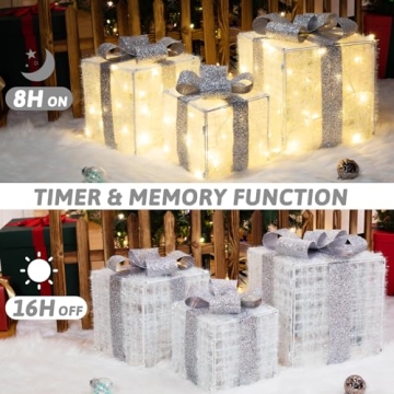 Elegear Large Lighted Christmas Gift Boxes Set of 3