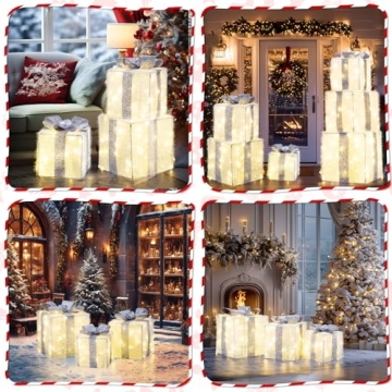 Elegear Large Lighted Christmas Gift Boxes Set of 3