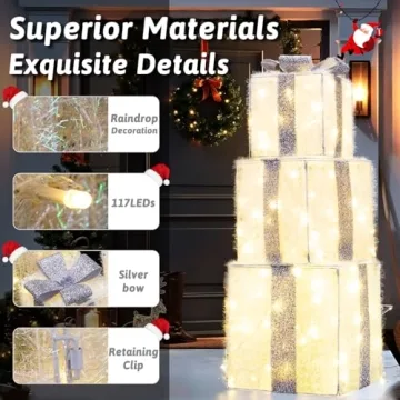 Elegear Large Lighted Christmas Gift Boxes Set of 3