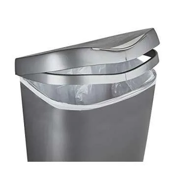 Umbra Brim 13 Gallon Trash Can with Lid - Large Kitchen Garbage Can with Stainless Steel Foot Pedal, Stylish and Durable, Silver/Nickel