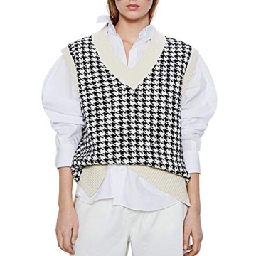 MISSACTIVER Houndstooth Knitted Sweater Vest for Women