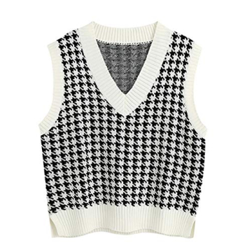 MISSACTIVER Houndstooth Knitted Sweater Vest for Women