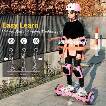 VEVELINE Hoverboard,Self-Balancing Hoverboard with Bluetooth and LED Lights for Kids Ages 6-12