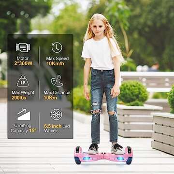 VEVELINE Hoverboard,Self-Balancing Hoverboard with Bluetooth and LED Lights for Kids Ages 6-12