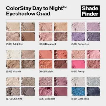 Revlon ColorStay Day to Night Eyeshadow Quad, Valentine's Day Makeup Gifts for Women, Longwear Shadow Palette with Transitional Shades and Buttery Soft Feel, Crease & Smudge Proof, 555 Moonlit