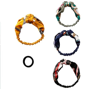 4 Pack Printed Retro Style Cross Knot Hair Band Elastic Headwrap Twisted Cute Hair Accessories