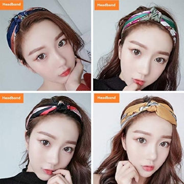 4 Pack Printed Retro Style Cross Knot Hair Band Elastic Headwrap Twisted Cute Hair Accessories