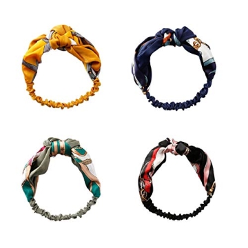 4 Pack Printed Retro Style Cross Knot Hair Band Elastic Headwrap Twisted Cute Hair Accessories