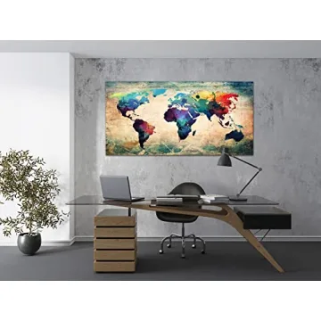 Baisuwallart Abstract World Map Canvas Art - Vivid & Ready to Hang