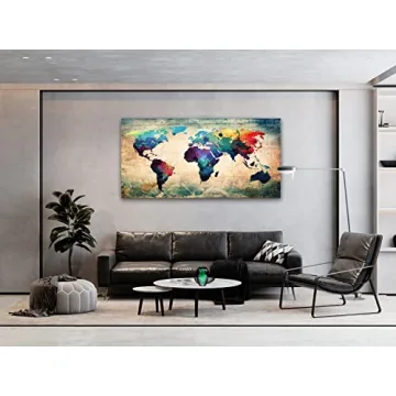 Baisuwallart Abstract World Map Canvas Art - Vivid & Ready to Hang