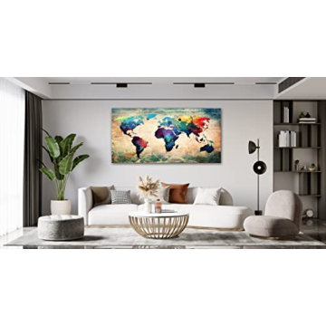 Baisuwallart Abstract World Map Canvas Art - Vivid & Ready to Hang