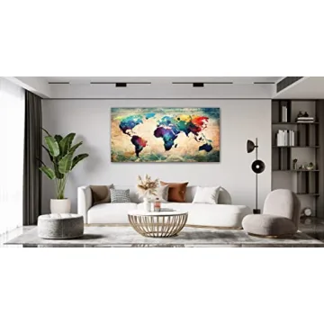 Baisuwallart Abstract World Map Canvas Art - Vivid & Ready to Hang