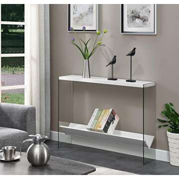 Convenience Concepts SoHo Glass Console Table 42" - Modern Sofa Table with Storage Shelf, Narrow Ent...