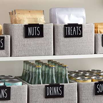 Talented Kitchen 18 Piece Black Label Holders Home Organization System, Removable Metal Clips For Pa...