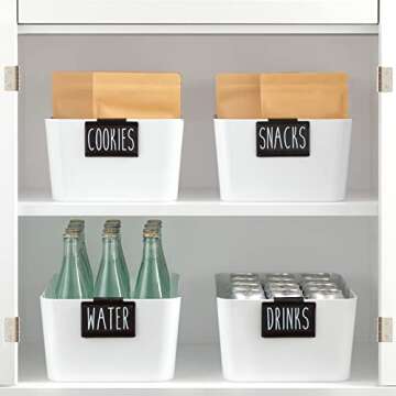 Talented Kitchen 18 Piece Black Label Holders Home Organization System, Removable Metal Clips For Pantry Baskets, Storage Bins (3.5 x 2.5 In)
