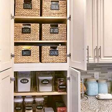 Talented Kitchen 18 Piece Black Label Holders Home Organization System, Removable Metal Clips For Pantry Baskets, Storage Bins (3.5 x 2.5 In)