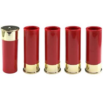 Iconikal Shotgun Shell Shot Glass Cups Set - 6 Pack Red