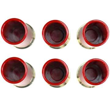 Iconikal Shotgun Shell Shot Glass Cups Set - 6 Pack Red