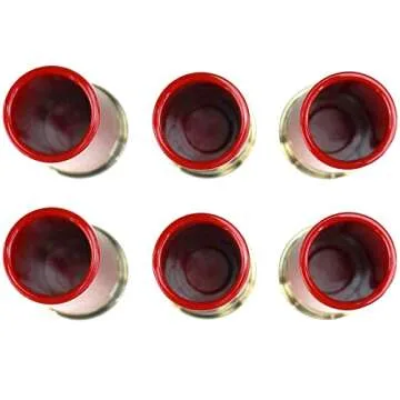 Iconikal Shotgun Shell Shot Glass Cups Set - 6 Pack Red