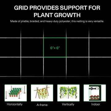VIVOSUN 5 x 30 ft. Plant Trellis Netting, Heavy-Duty Polyester Grow Net for Garden with Square Mesh for Climbing Plants, Vegetables, Fruits, and Flowers, 1-Pack