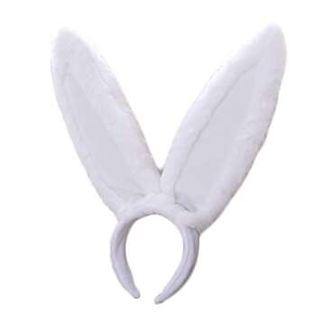 YARUODA White Rabbit Ear Headband Cosplay Party Costume Fits Adults & Children, White