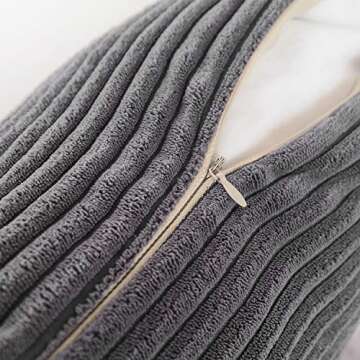 MERNETTE Pack of 2, Corduroy Soft Decorative Square Throw Pillow Cover Cushion Covers Pillowcase, Ho...