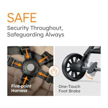 Lightweight Baby Strollers for Airplane, Ultra-Compact Travel Stroller, Light & Strong Portable Toddler Stroller with Carbon Fiber Frame and UPF 50+ Waterproof Fabric, Only 9.9 lbs, Brown