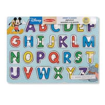 Melissa & Doug Disney Classics Alphabet Wooden Peg Puzzle (26 pcs)