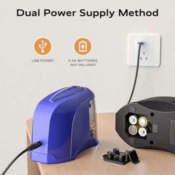 STAGEEK Electric Pencil Sharpener, Automatic Pencil Sharpener Plug in for No.2/Colored Pencils(6-8mm), USB/Battery Operated Pencil Sharpener for School/Classroom/Office/Home (Black)