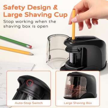 STAGEEK Electric Pencil Sharpener, Automatic Pencil Sharpener Plug in for No.2/Colored Pencils(6-8mm), USB/Battery Operated Pencil Sharpener for School/Classroom/Office/Home (Black)