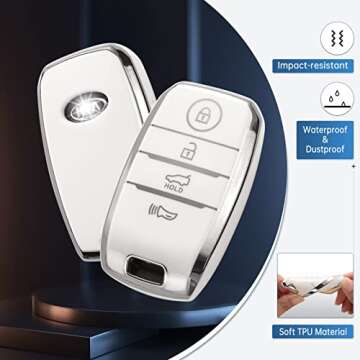 YO&YOYE for Kia Key Fob Cover with Keychain, Soft TPU Key Case Fit for Kia Forte Koup NIRO Optima Rio Sorento Soul Sportage Smart 2 3 4 Buttons Key