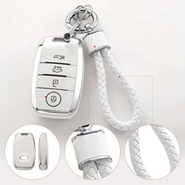 YO&YOYE for Kia Key Fob Cover with Keychain, Soft TPU Key Case Fit for Kia Forte Koup NIRO Optima Rio Sorento Soul Sportage Smart 2 3 4 Buttons Key