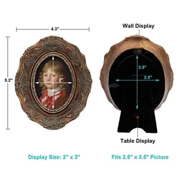 Small Antique 2.5 x 3.5 Oval Picture Frame for Vintage Decor