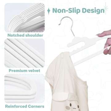 HOUSE DAY Premium Baby Velvet Hangers 50 Pack for Kids, Non Slip Baby Clothes Hangers for Closet, 11...