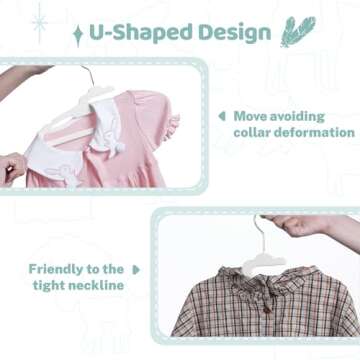 HOUSE DAY Premium Baby Velvet Hangers 50 Pack for Kids, Non Slip Baby Clothes Hangers for Closet, 11 Inch Children's Hanger Space Saving on Baby Organization, White