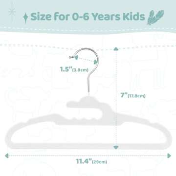 HOUSE DAY Premium Baby Velvet Hangers 50 Pack for Kids, Non Slip Baby Clothes Hangers for Closet, 11 Inch Children's Hanger Space Saving on Baby Organization, White