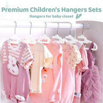HOUSE DAY Premium Baby Velvet Hangers 50 Pack for Kids, Non Slip Baby Clothes Hangers for Closet, 11 Inch Children's Hanger Space Saving on Baby Organization, White