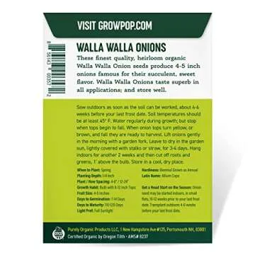 Organic Walla Walla Onion Seeds - USDA Organic Non-GMO